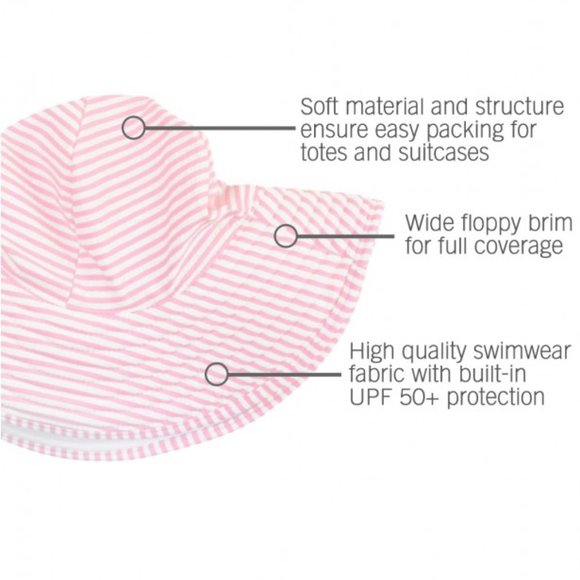 Ruffle butt pink and white infant hat - Picture 2 of 9